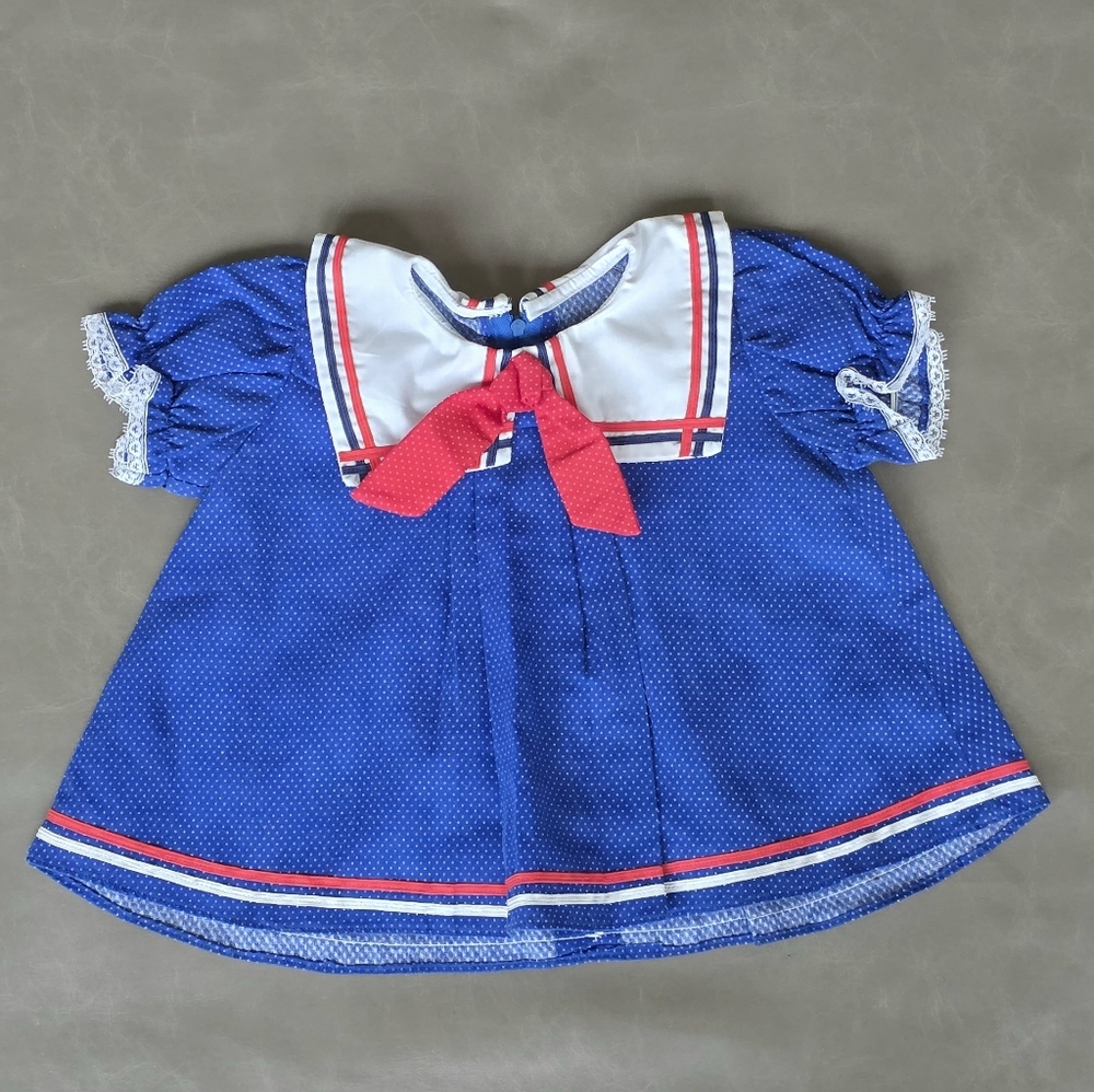 Vintage 3-6 Month, Handmade 4th of July Dress, Americana, Red White And Blue